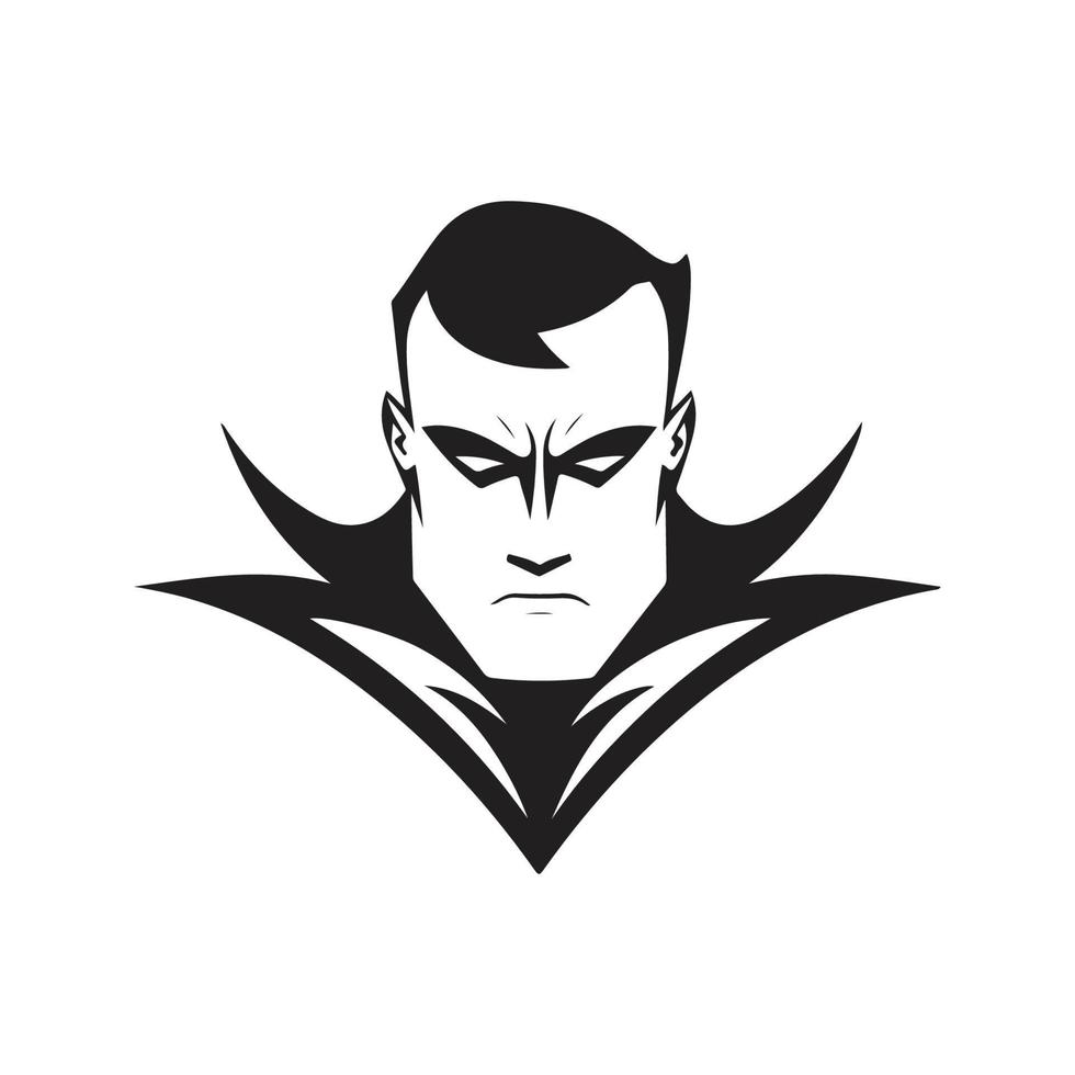 super héros, logo concept noir et blanc couleur, main tiré illustration vecteur