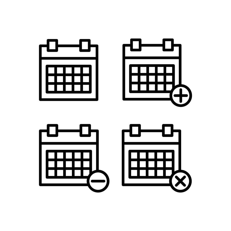 calendrier, plus, moins, supprimer signe vecteur icône