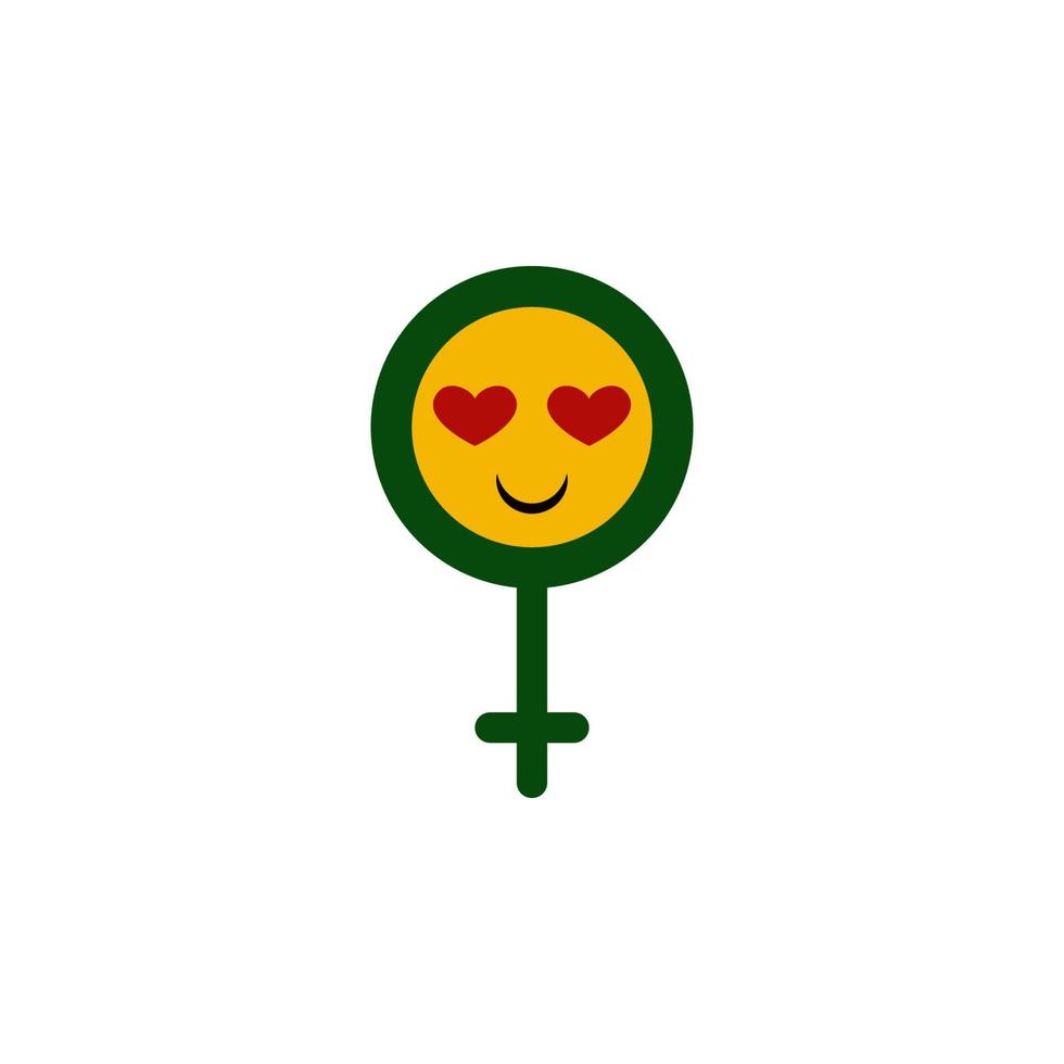 femme symbole, sourire, œil cœur Couleur vecteur icône