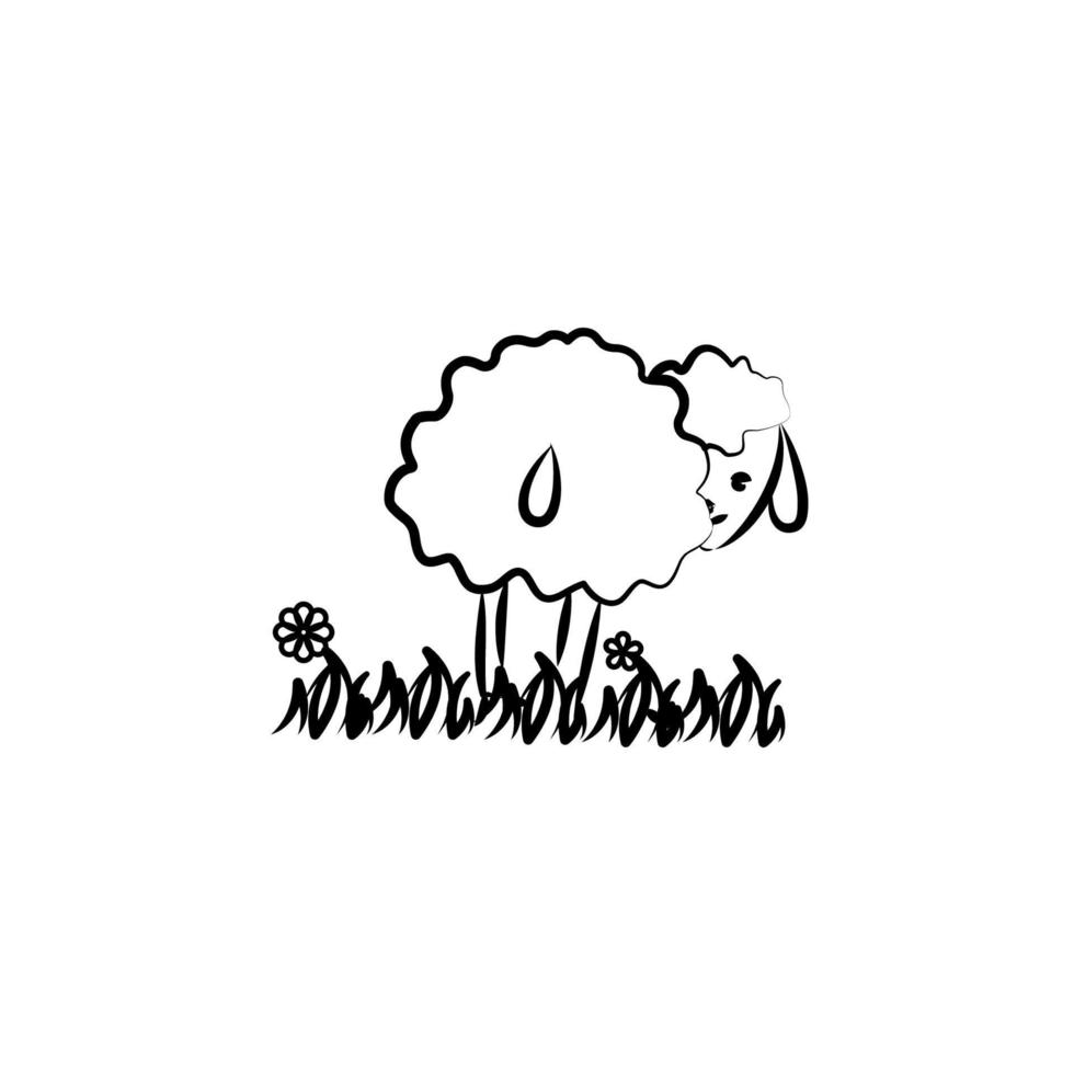 mouton sur le herbe vecteur icône