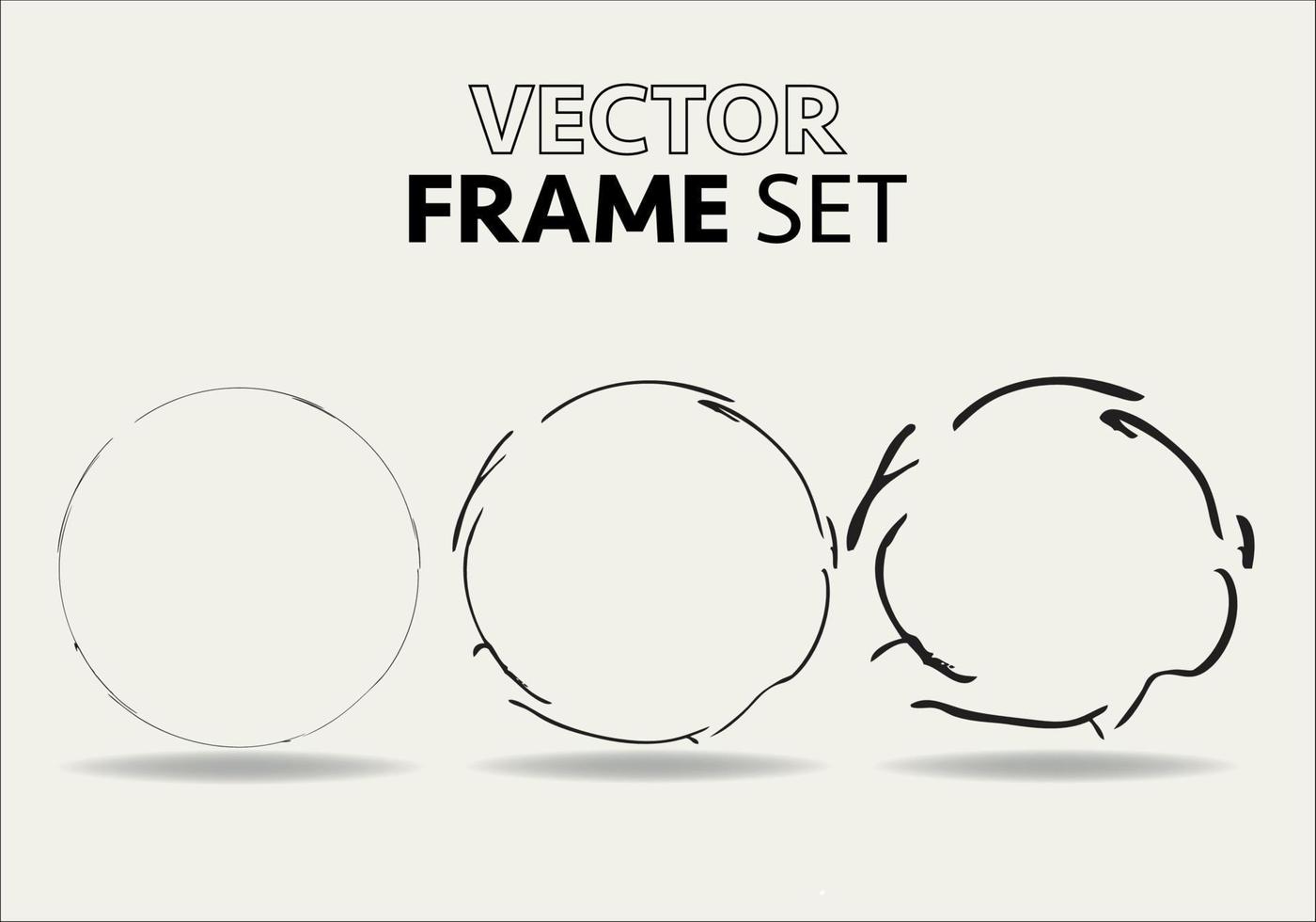 main tiré cercles esquisser Cadre vecteur ensemble. Les manches griffonner ligne cercles. vecteur illustrations.