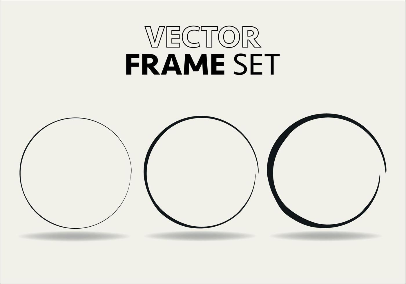 main tiré cercles esquisser Cadre vecteur ensemble. Les manches griffonner ligne cercles. vecteur illustrations.