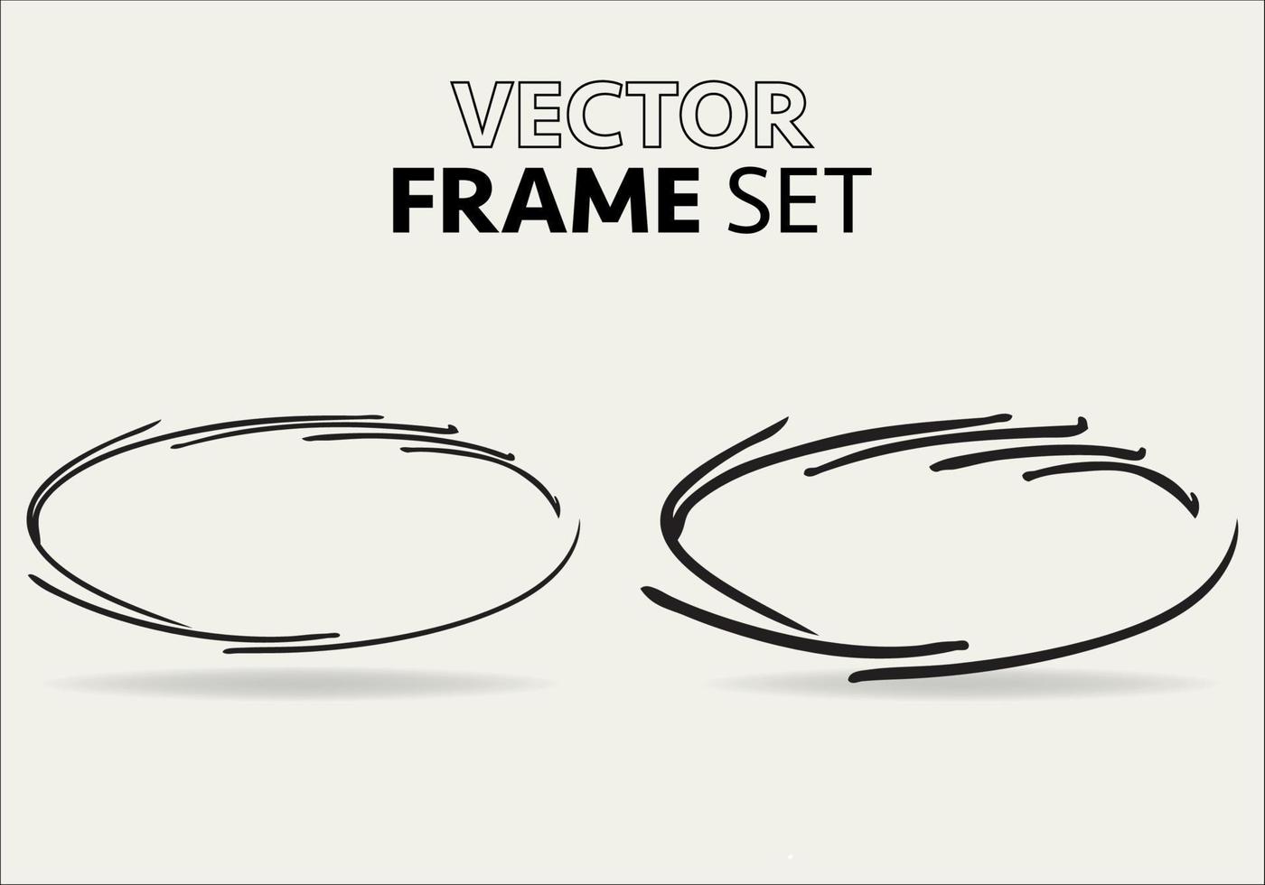 griffonnage ovale. dessiné à la main ellipse, rond grunge Cadre et encerclé griffonnage isolé icône ensemble sur blanche. vecteur