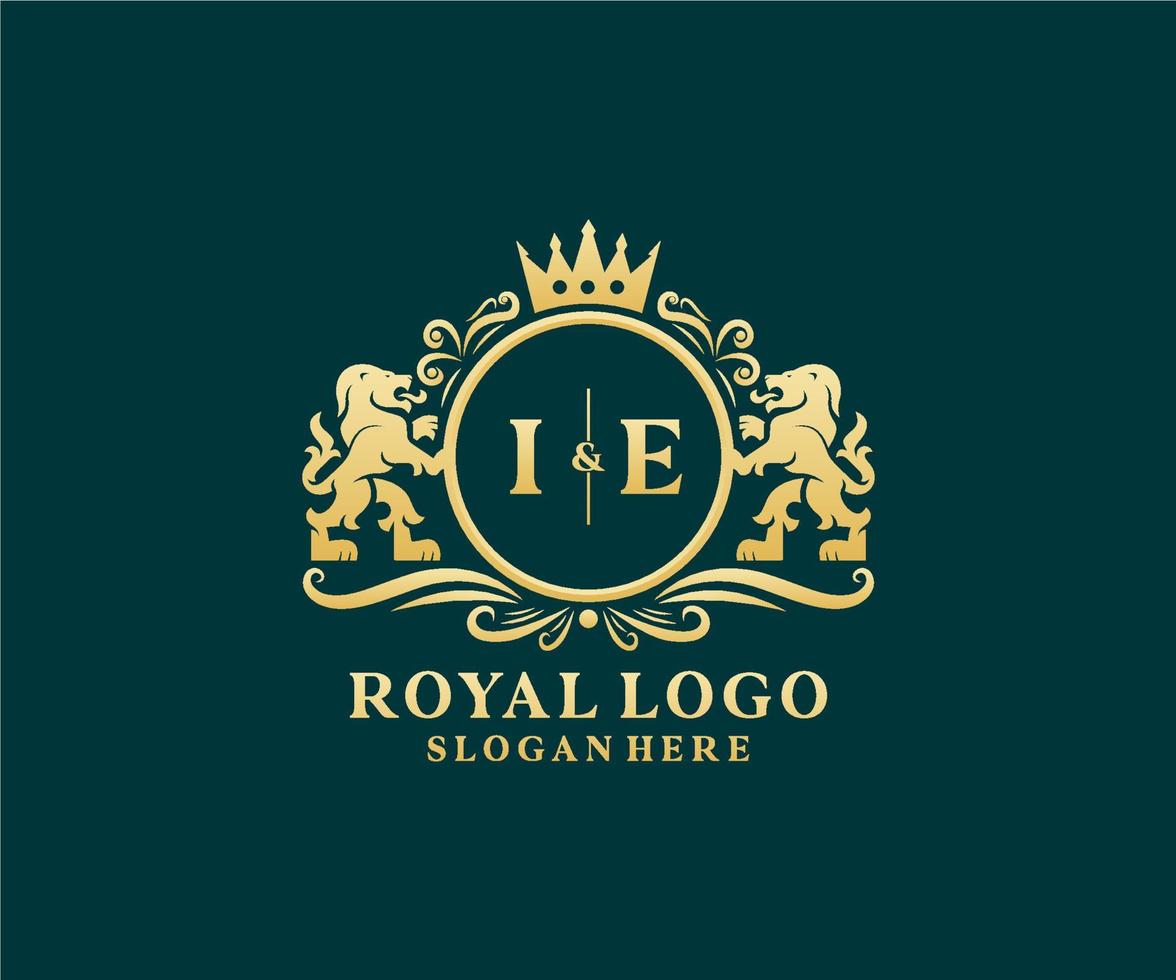modèle de logo de luxe initial ie lettre lion royal dans l'art vectoriel pour le restaurant, la royauté, la boutique, le café, l'hôtel, l'héraldique, les bijoux, la mode et d'autres illustrations vectorielles.