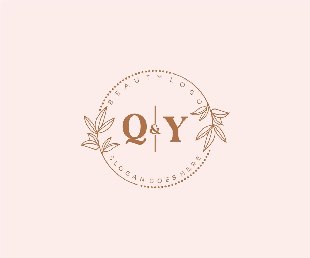 initiale qy des lettres magnifique floral féminin modifiable premade monoline logo adapté pour spa salon peau cheveux beauté boutique et cosmétique entreprise. vecteur