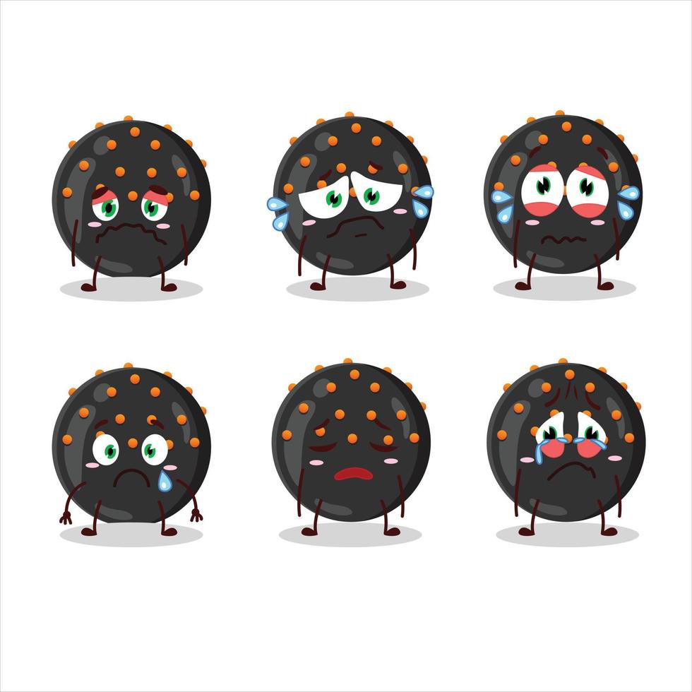 Halloween noir bonbons dessin animé personnage avec triste expression vecteur