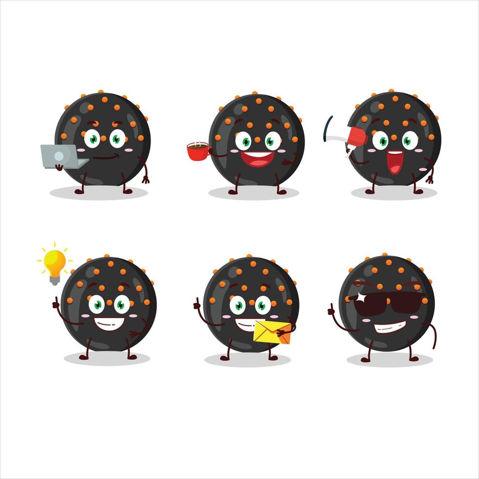 Halloween noir bonbons dessin animé personnage avec divers les types de affaires émoticônes vecteur