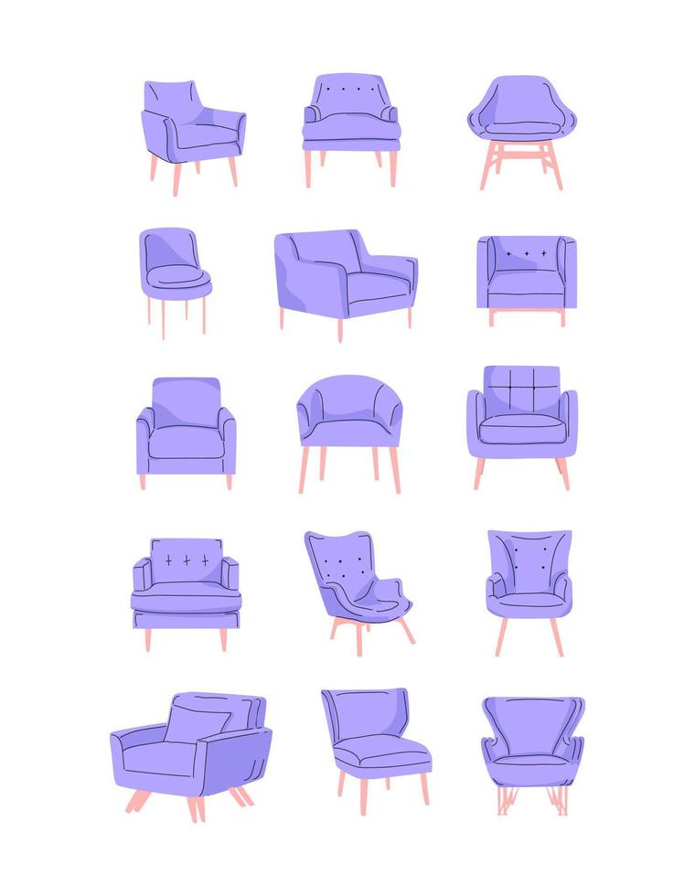 vecteur illustration de une ensemble de chaises avec une minimaliste conception