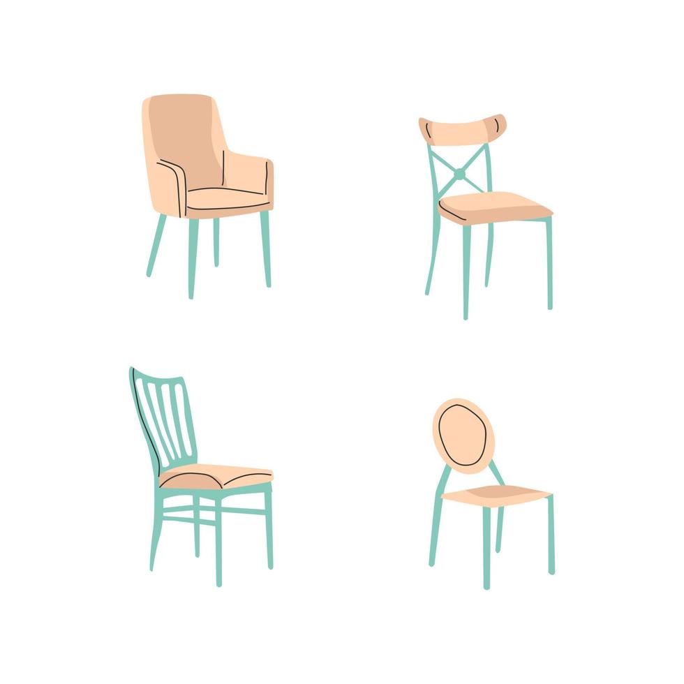 vecteur illustration de une ensemble de chaises avec une minimaliste conception