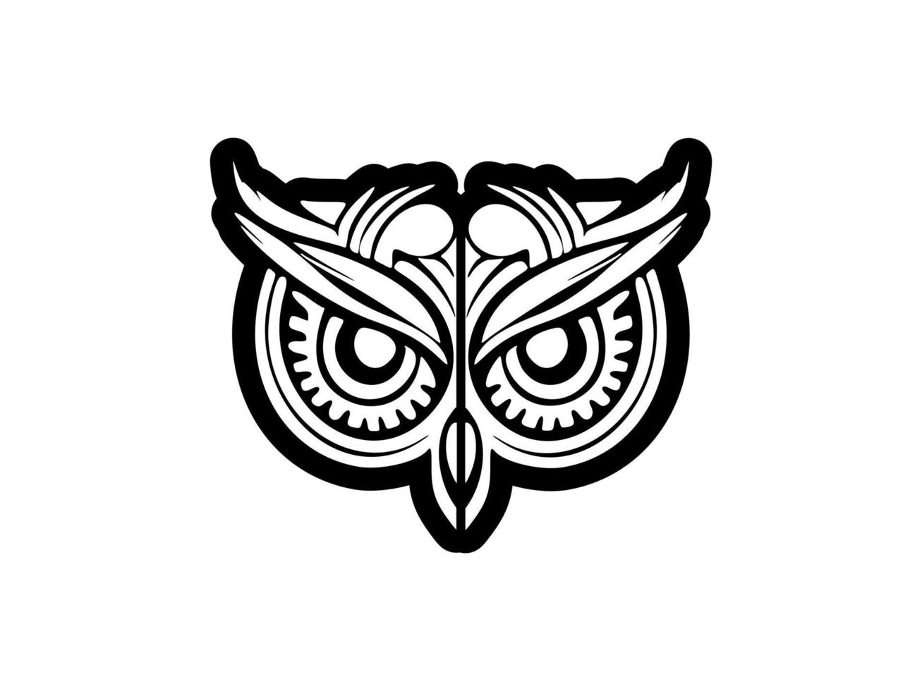 une vecteur logo de un hibou, dans noir et blanc, avec une minimaliste conception.