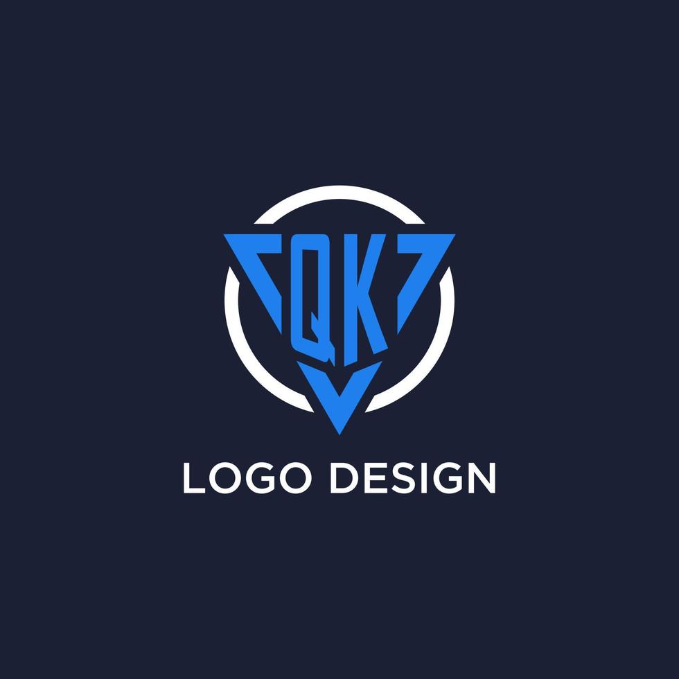 qk monogramme logo avec Triangle forme et cercle conception éléments vecteur