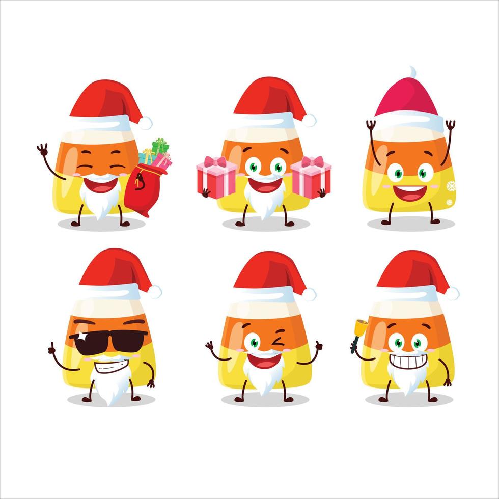 Père Noël claus émoticônes avec bonbons blé dessin animé personnage vecteur