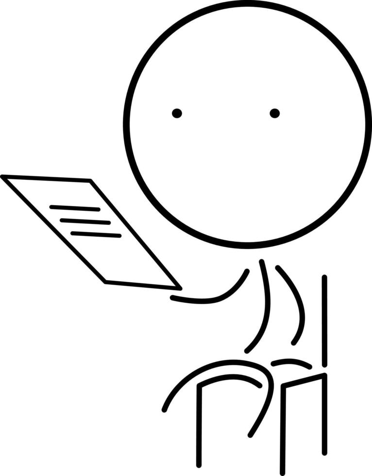 une dessin animé de une la personne en train de lire une papier vecteur