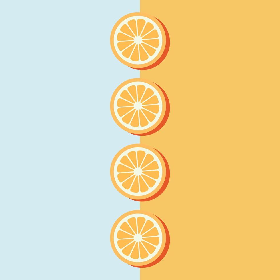 icône, autocollant. tranché des oranges sur bleu et Orange côtés Contexte. été, cocktail, fruit vecteur