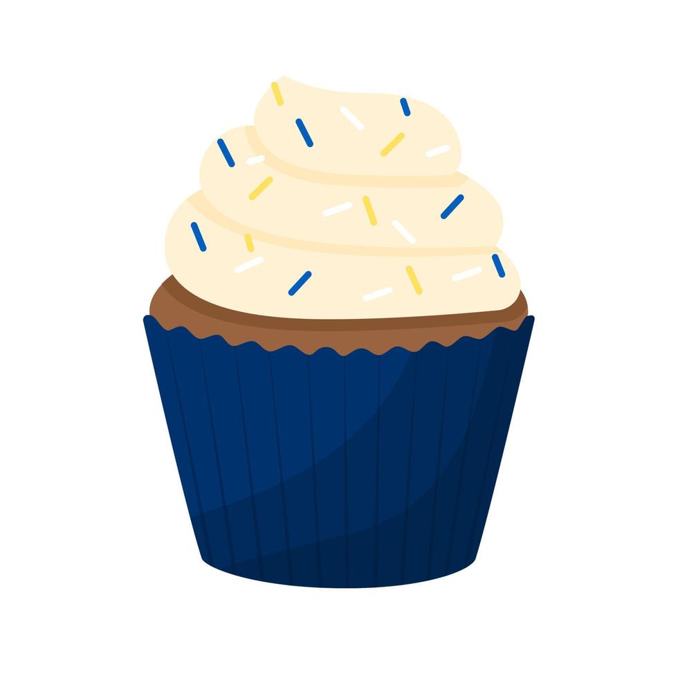petit gâteau avec bleu emballage isolé sur blanc Contexte. muffin comme présent pour homme. vecteur