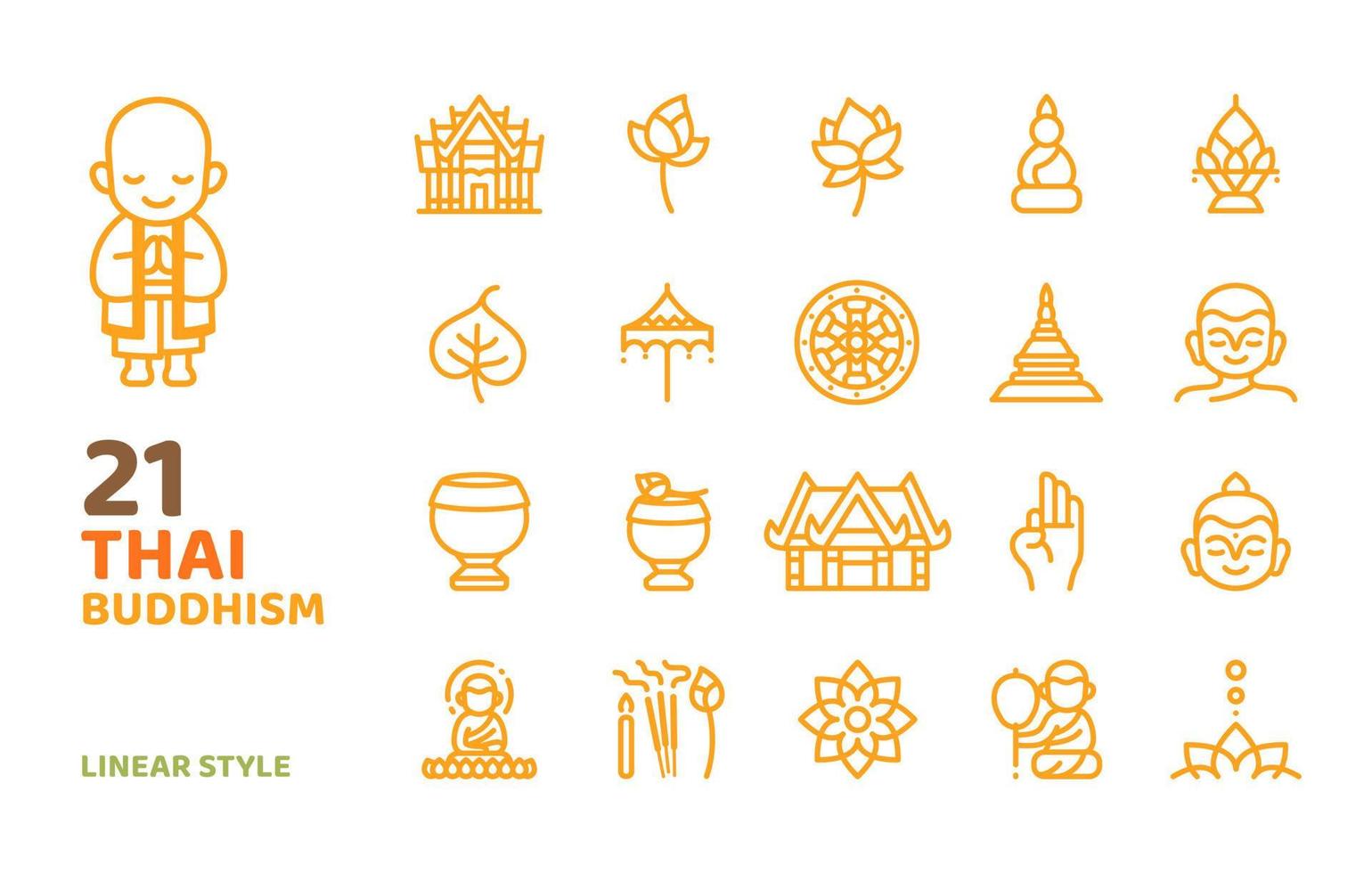 thaïlandais bouddhisme ligne icône style vecteur illustration