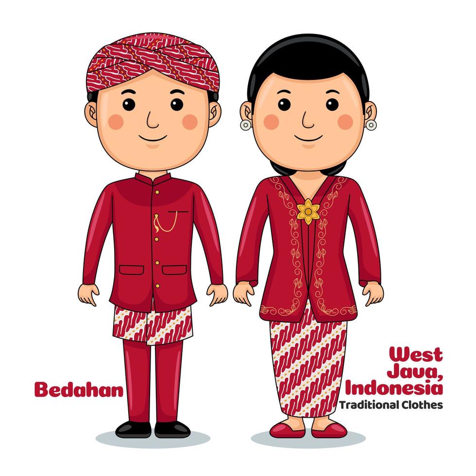 couple porter bedahan Ouest Java indonésien traditionnel vêtements vecteur