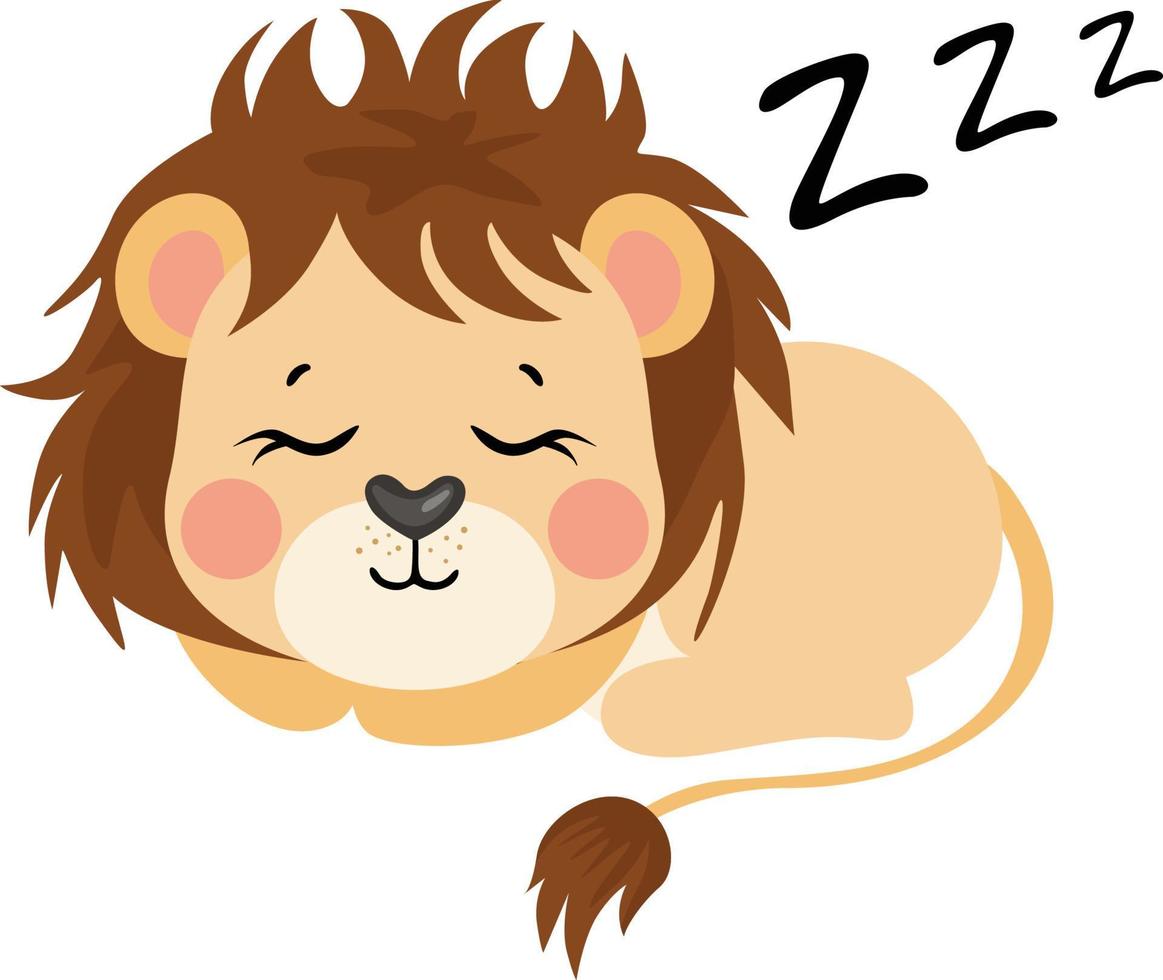 mignonne Lion en train de dormir isolé sur blanc vecteur