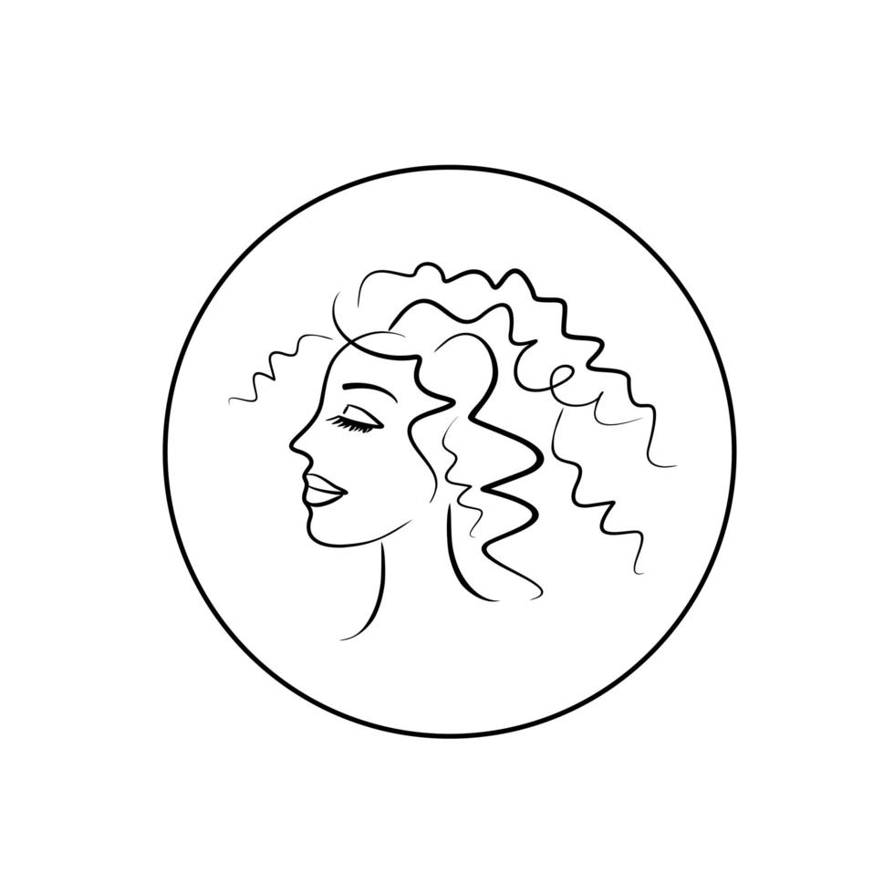 fille de mode pour la conception de salon de beauté. belle silhouette de femme. jeune fille aux cheveux épais ondulés. icône de style de cheveux de vecteur