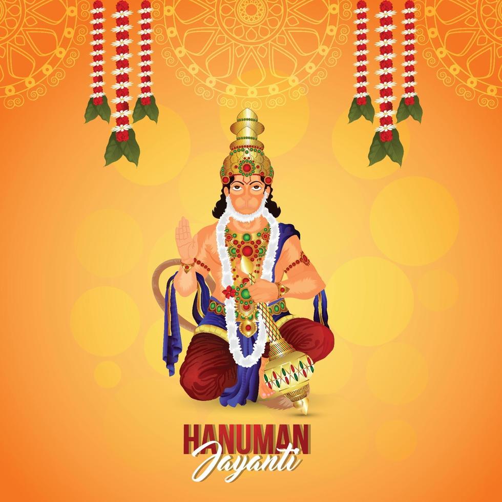 illustration vectorielle de lord hanuman avec guirlande de fleurs vecteur