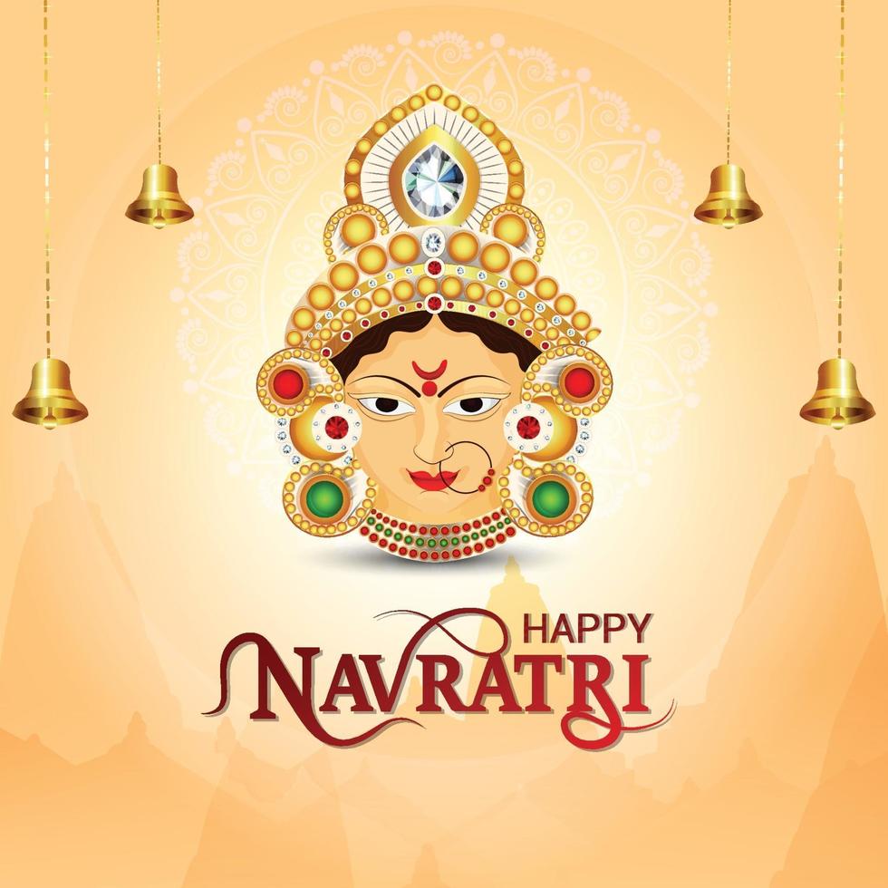 Carte de voeux joyeux navratri célébration avec illustration créative de la déesse Durga vecteur