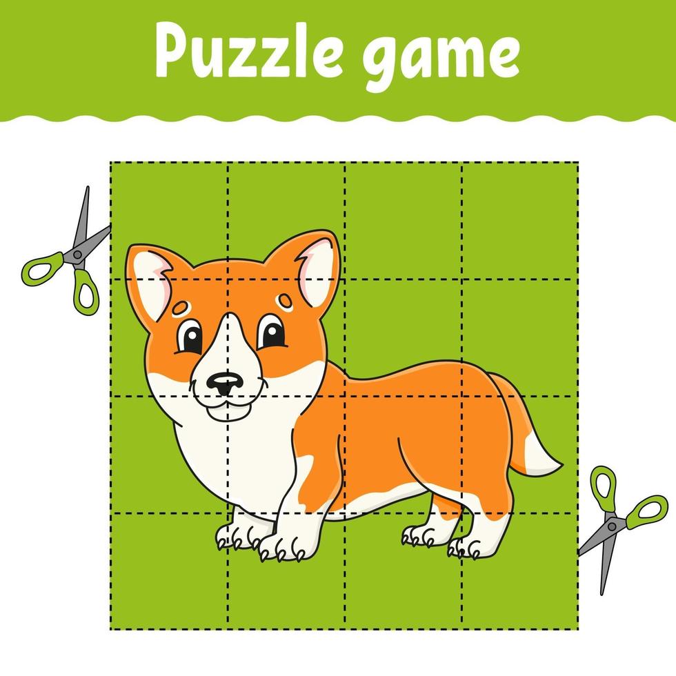 jeu de puzzle pour les enfants. feuille de travail sur le développement de l'éducation. jeu d'apprentissage pour les enfants. page d'activité couleur. pour tout-petit. énigme pour l'école maternelle. illustration vectorielle isolé en style cartoon. vecteur