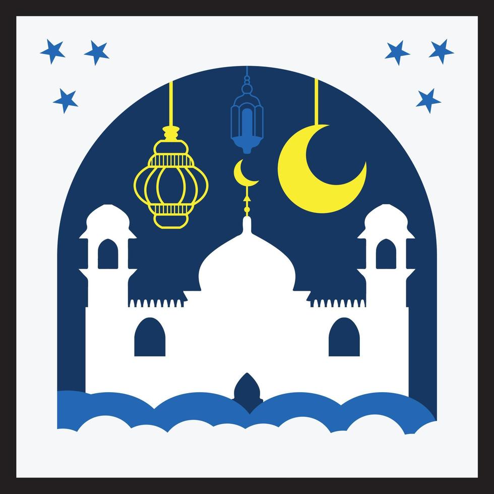 islamique eid Festival salutation carte arrière-plan, laser Couper eid mubarak carte vecteur
