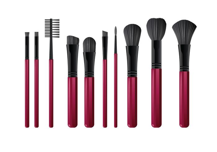 Divers outils de brosses réalistes pour maquillage vecteur