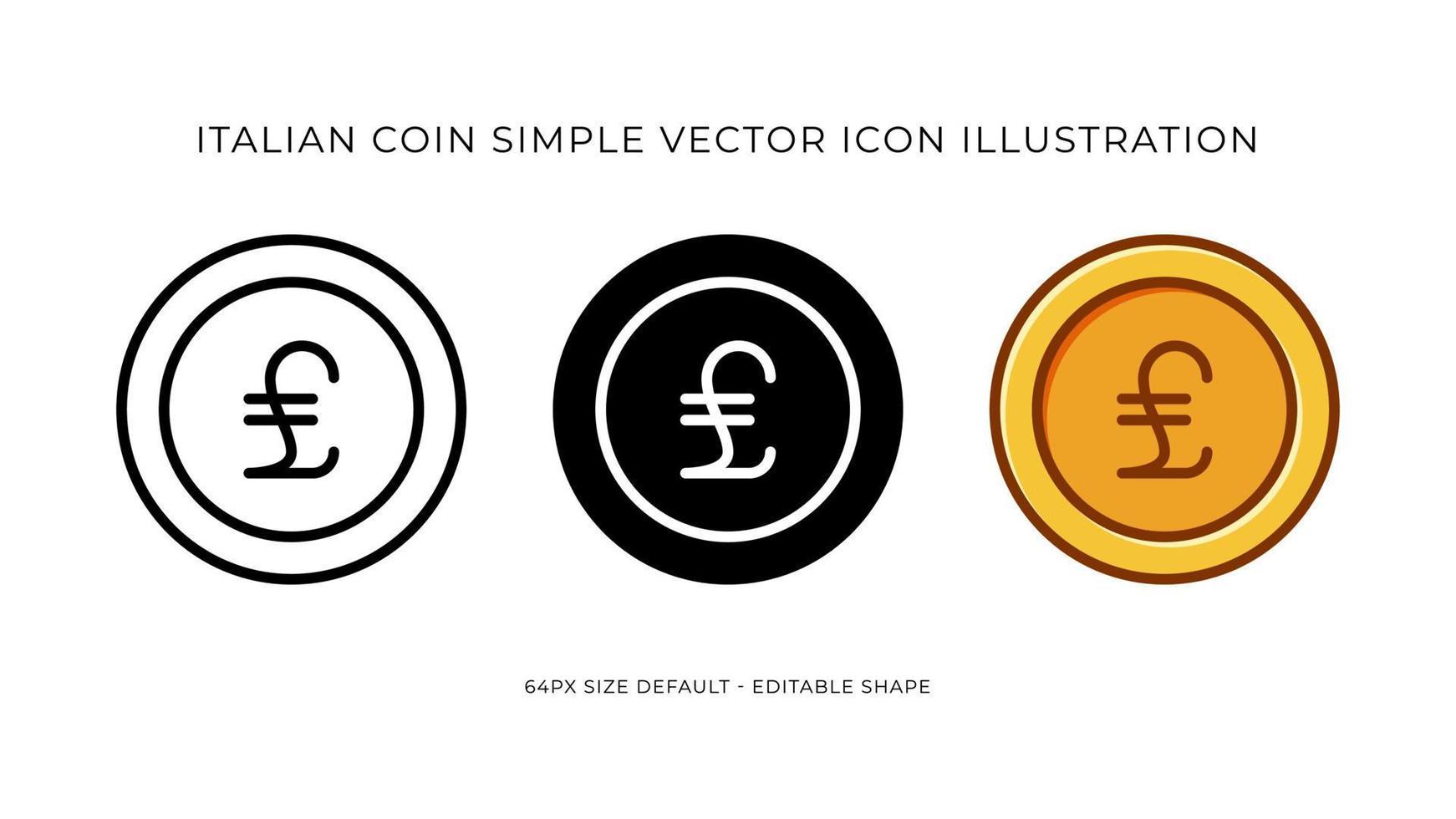 italien lire pièce de monnaie Facile vecteur icône illustration