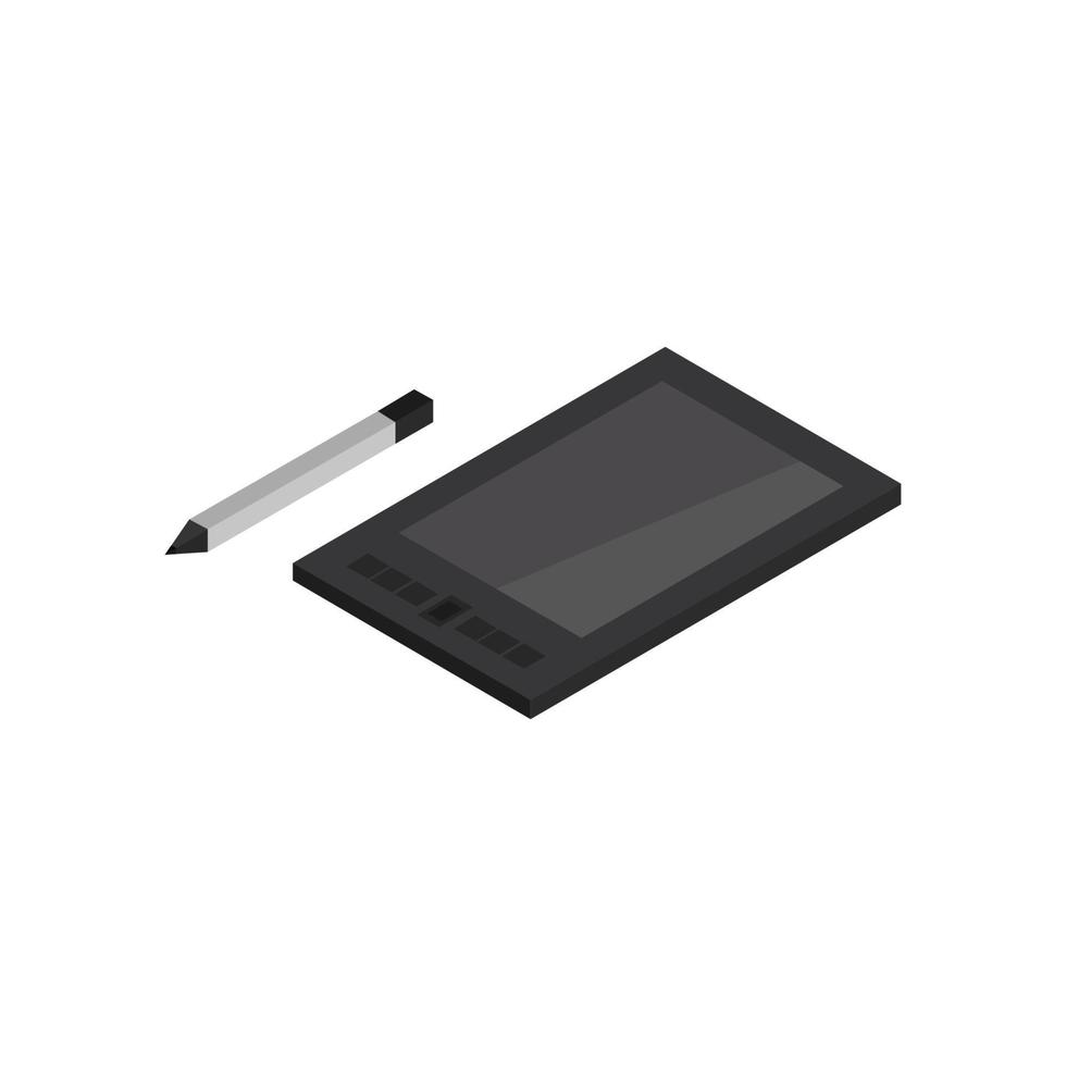 Tablette graphique isométrique sur fond blanc vecteur