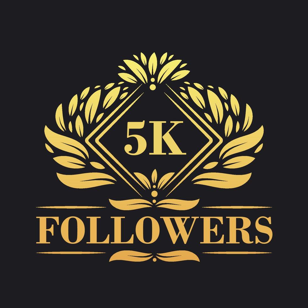 5k suiveurs fête conception. luxueux 5k suiveurs logo pour social médias suiveurs vecteur