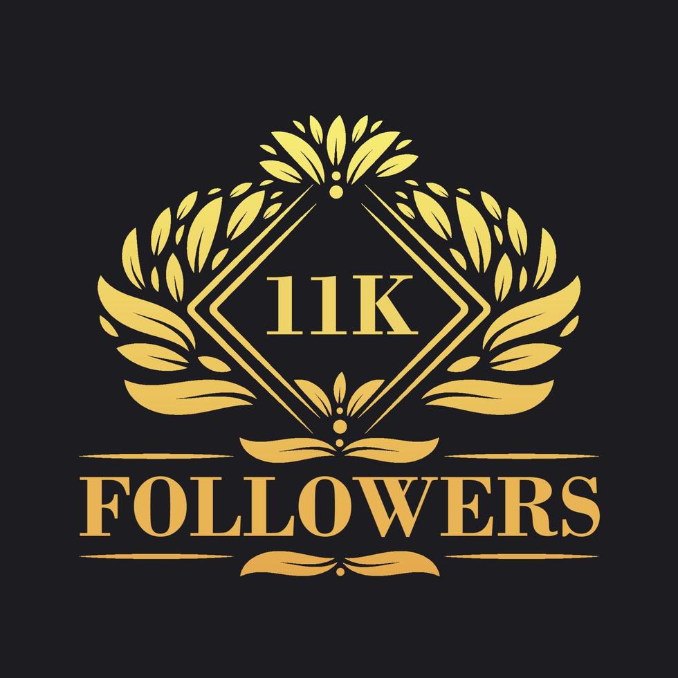 11k suiveurs fête conception. luxueux 11k suiveurs logo pour social médias suiveurs vecteur