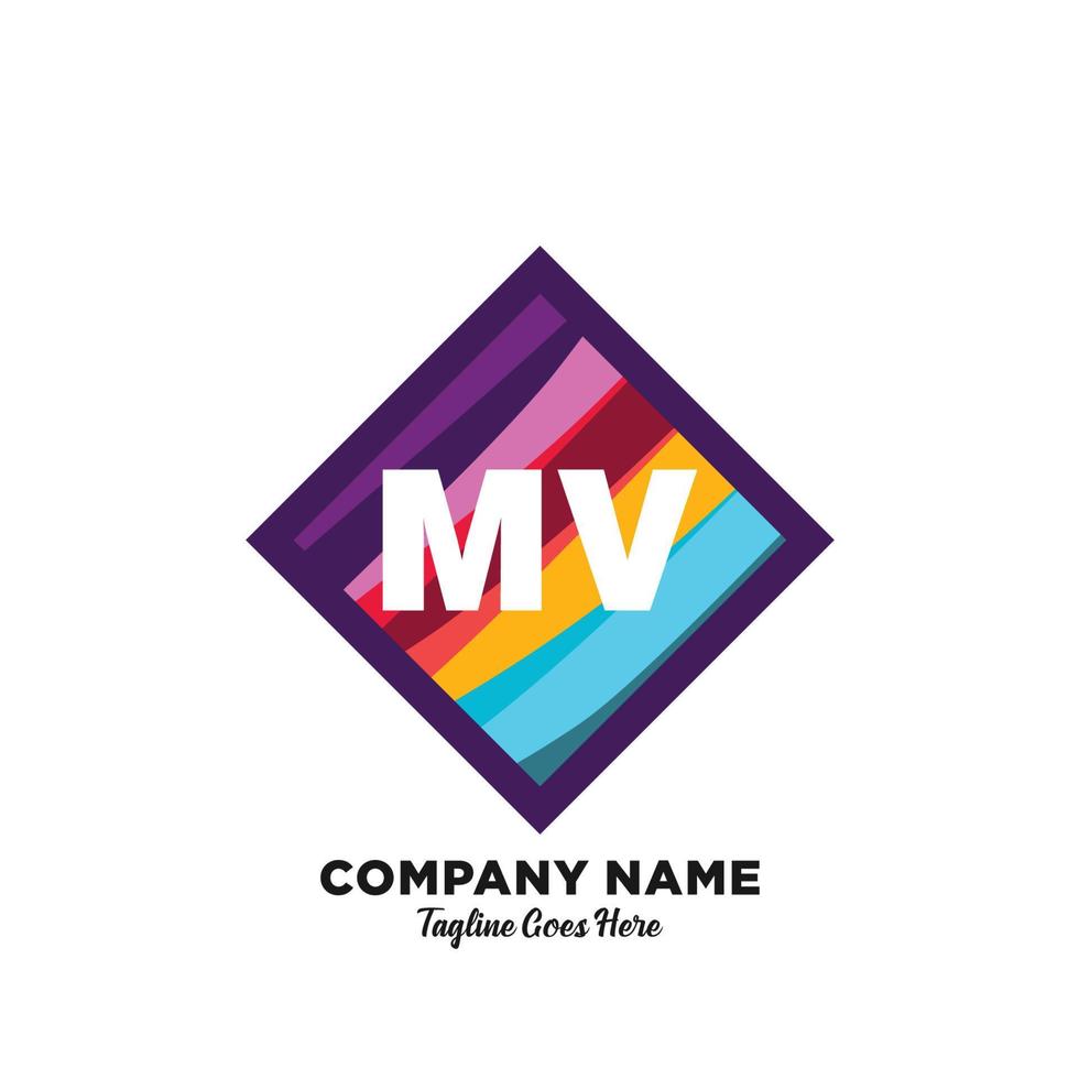 mv initiale logo avec coloré modèle vecteur