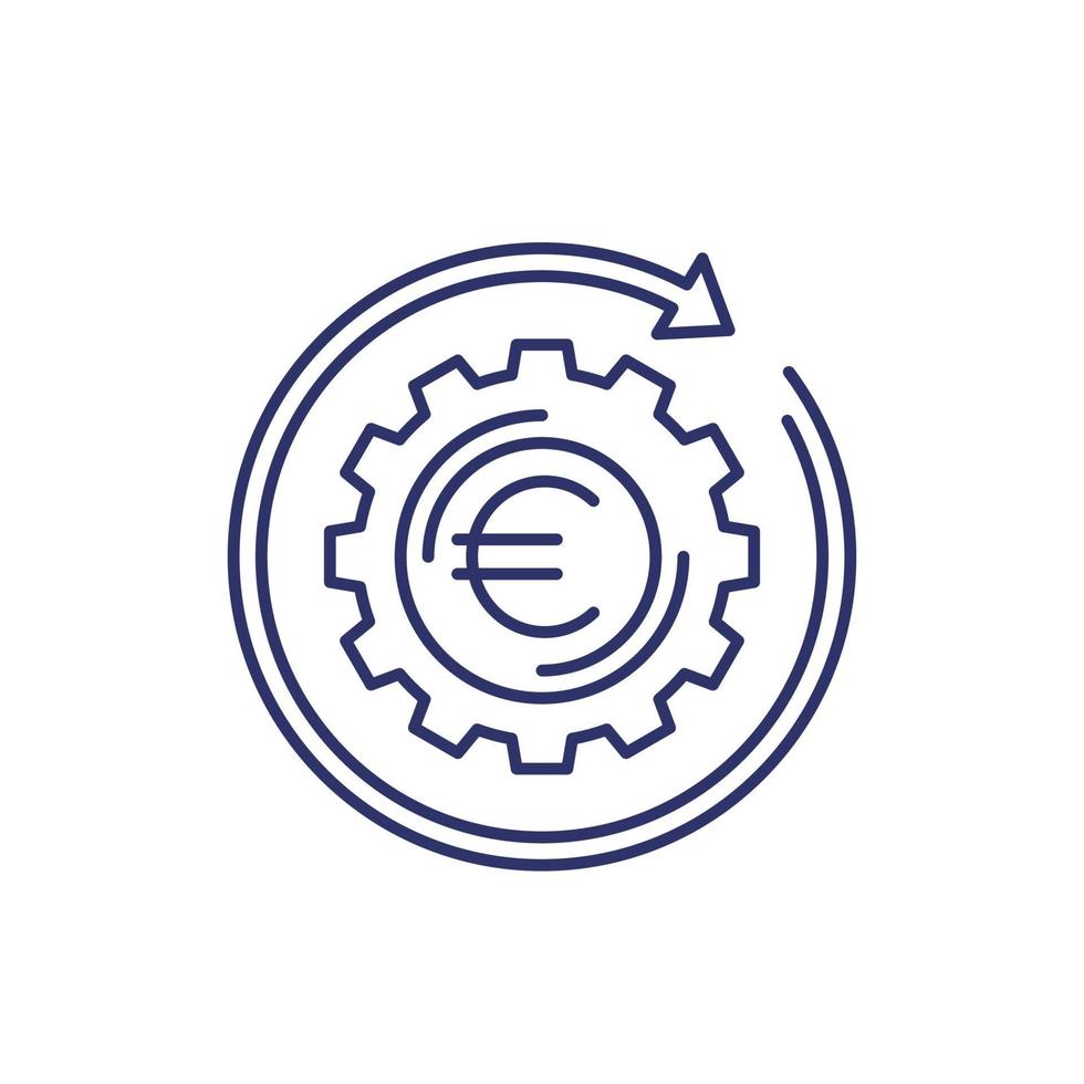 fintech, icône d'opération financière avec euro, vecteur de ligne