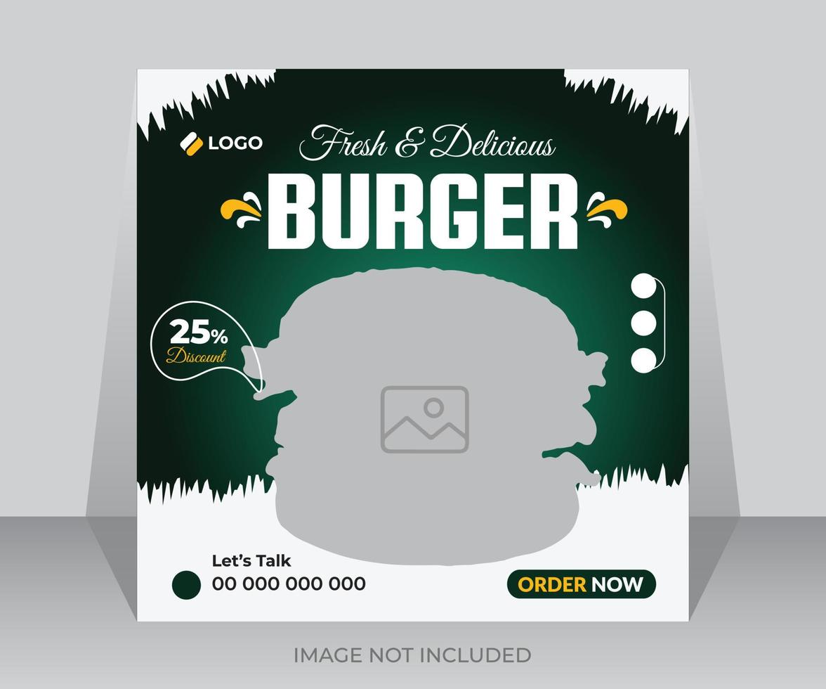 Burger nourriture menu bannière social médias Publier conception modèle vecteur