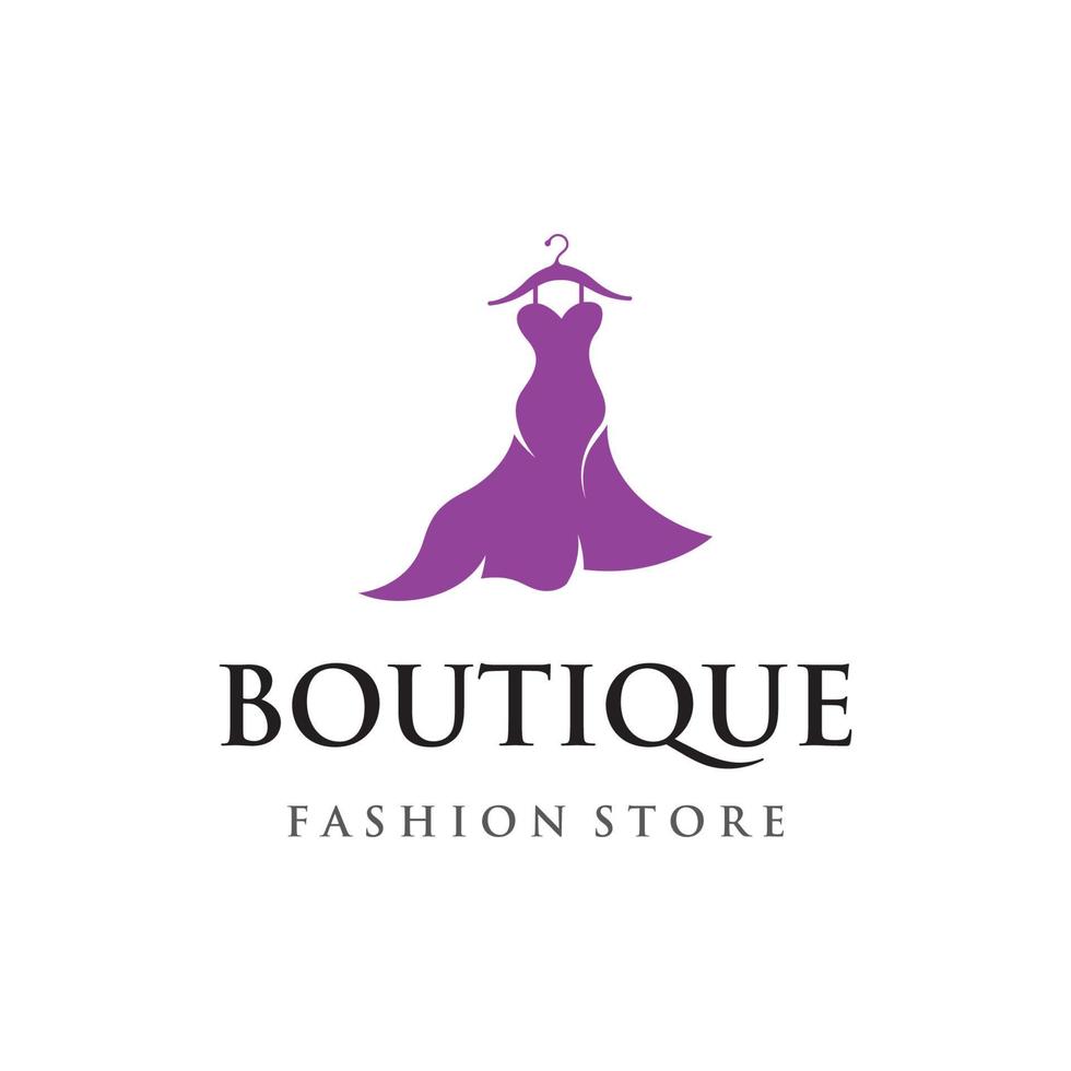 modèle de logo de mode féminine avec cintre, vêtements de luxe.logo pour entreprise, boutique, boutique de mode, modèle, shopping et beauté. vecteur