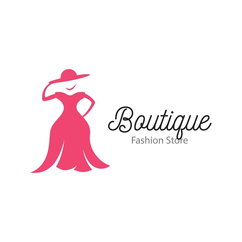 modèle de logo de mode féminine avec cintre, vêtements de luxe.logo pour entreprise, boutique, boutique de mode, modèle, shopping et beauté. vecteur