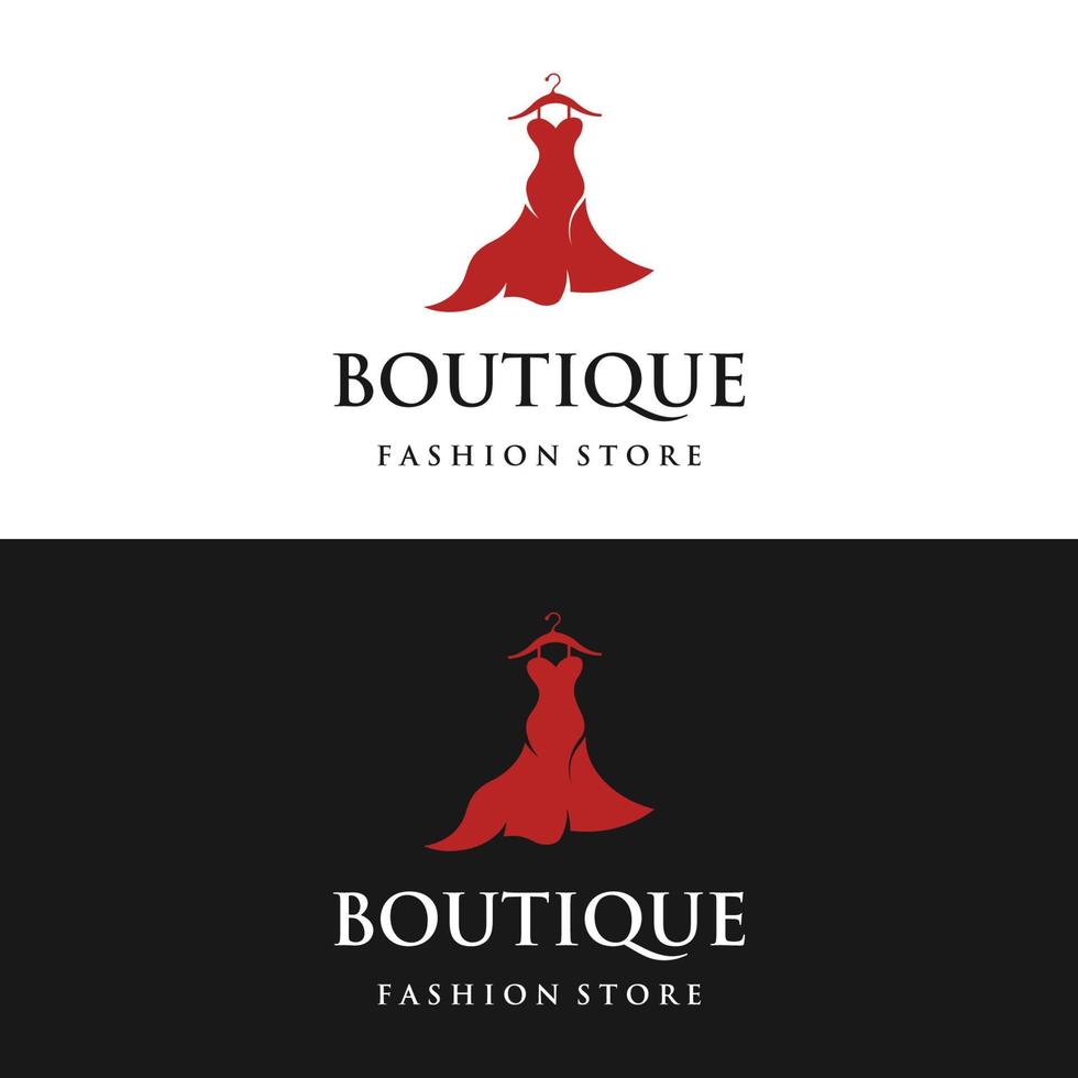 modèle de logo de mode féminine avec cintre, vêtements de luxe.logo pour entreprise, boutique, boutique de mode, modèle, shopping et beauté. vecteur