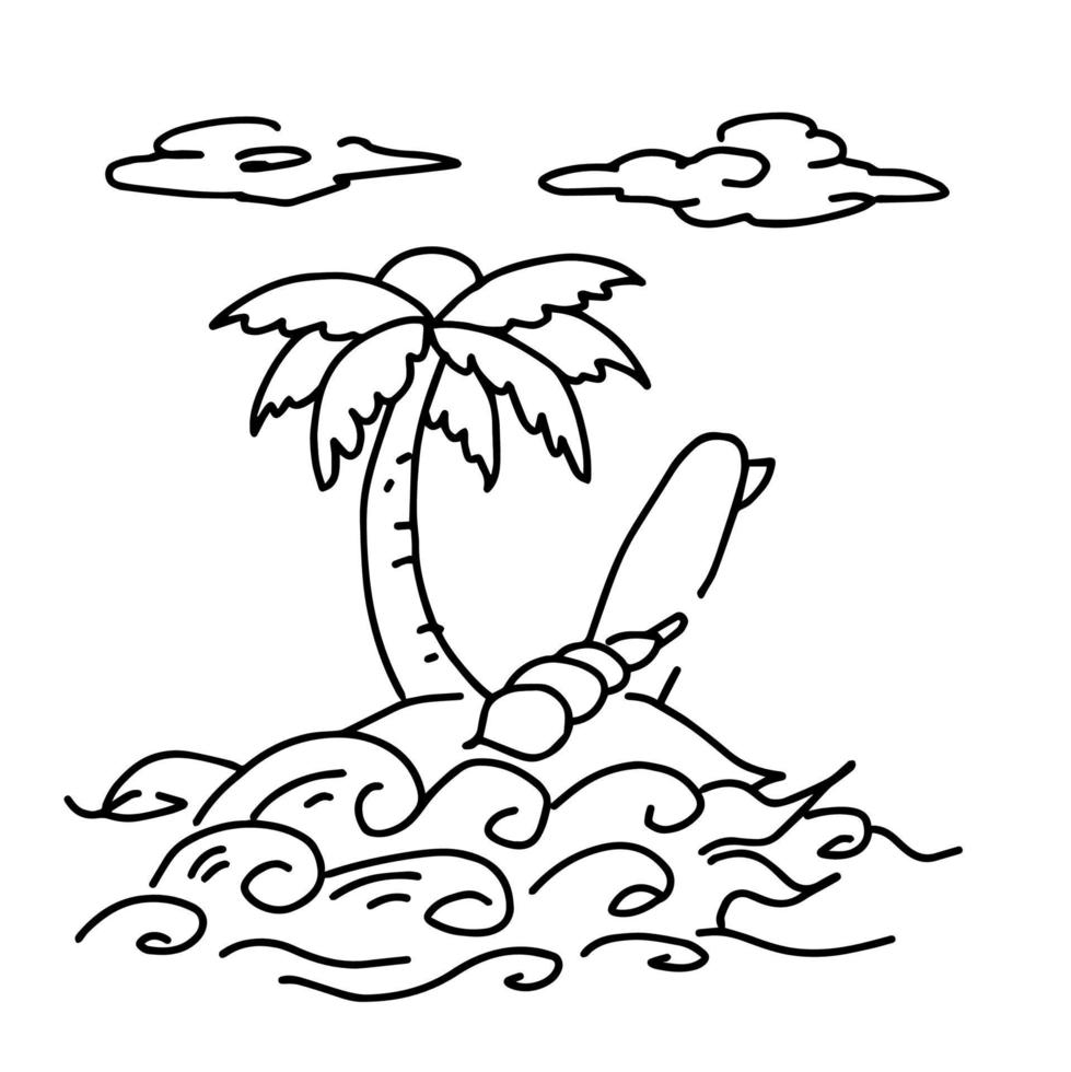 conception illustration plage île logo contour art vecteur