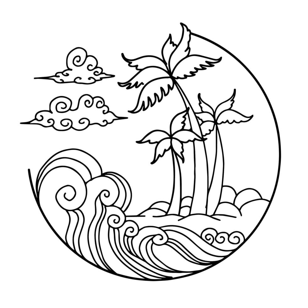 conception illustration plage île logo contour art vecteur