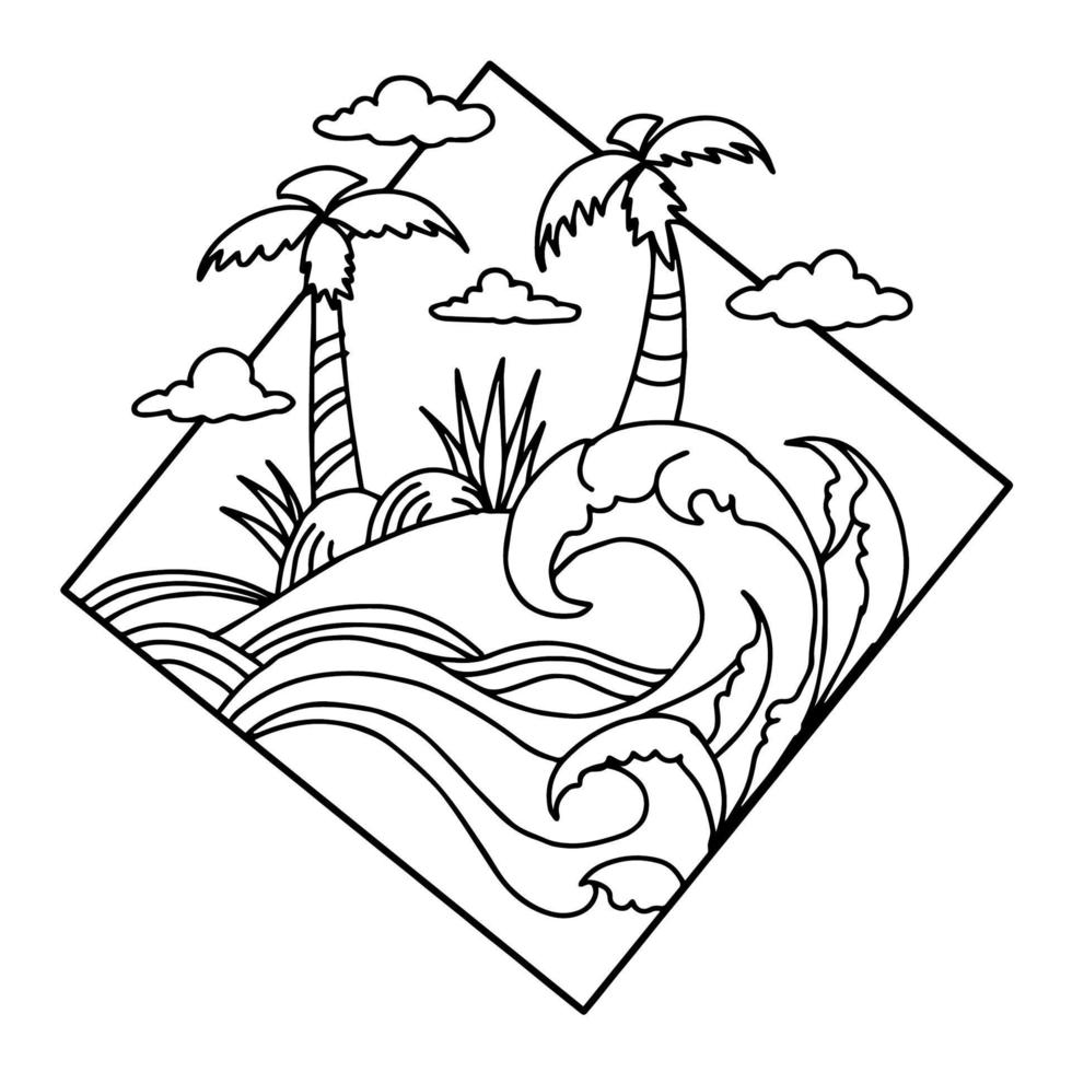 conception illustration plage île logo contour art vecteur