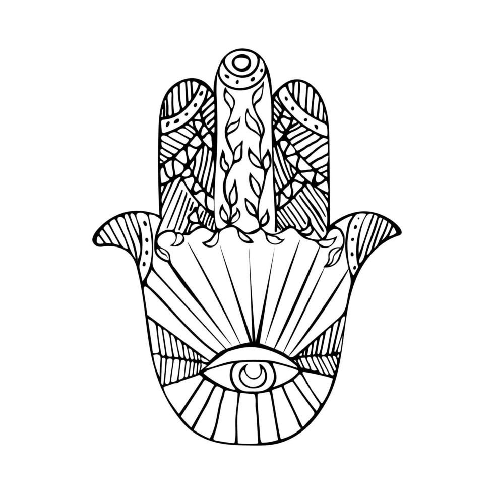 main tiré islamique, arabe ou turc, grec amulette Hamsa ou khamsa, hamza main. vecteur