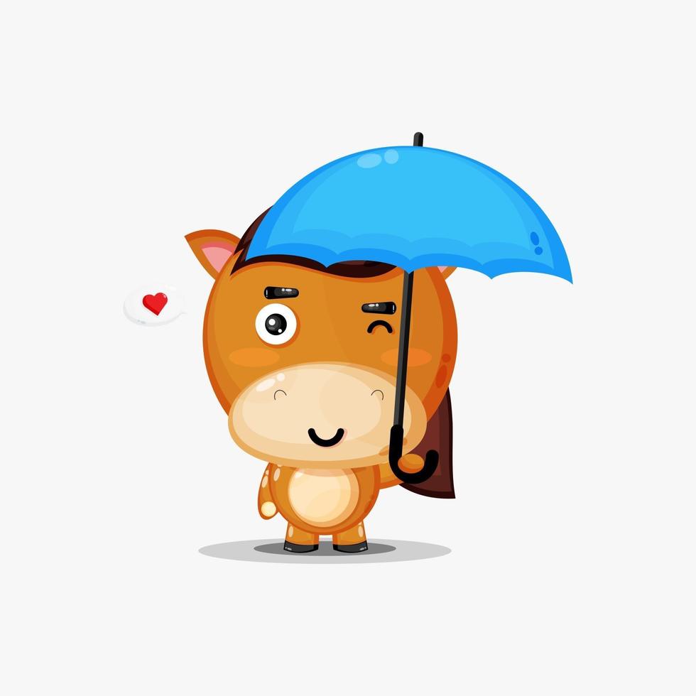 joli cheval portant un parapluie vecteur
