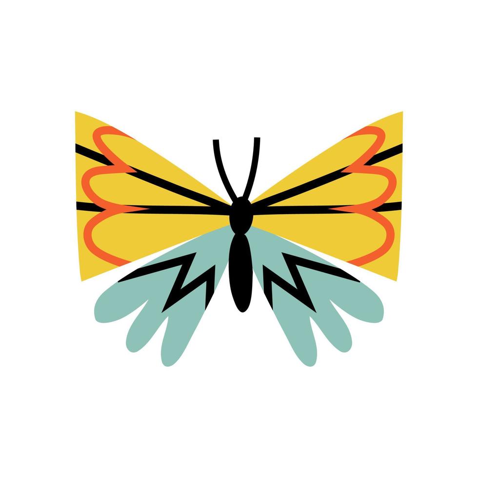 papillon dans branché plat style. main tiré vecteur illustration