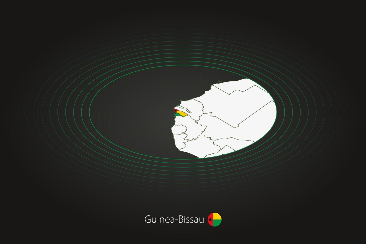 guinée-bissau carte dans foncé couleur, ovale carte avec voisin des pays. vecteur