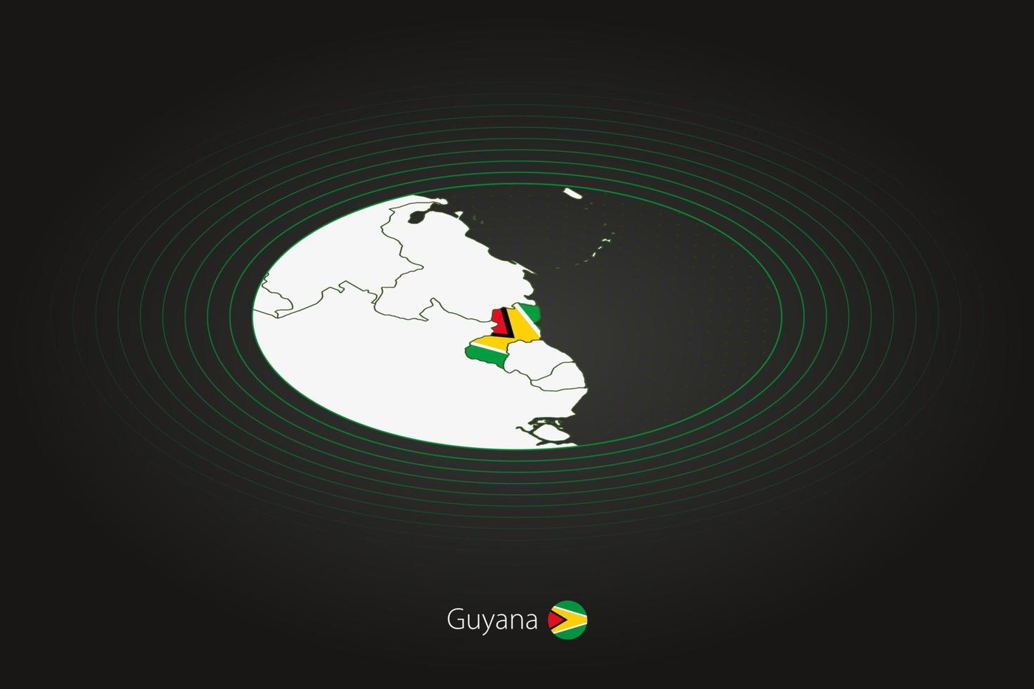 Guyane carte dans foncé couleur, ovale carte avec voisin des pays. vecteur