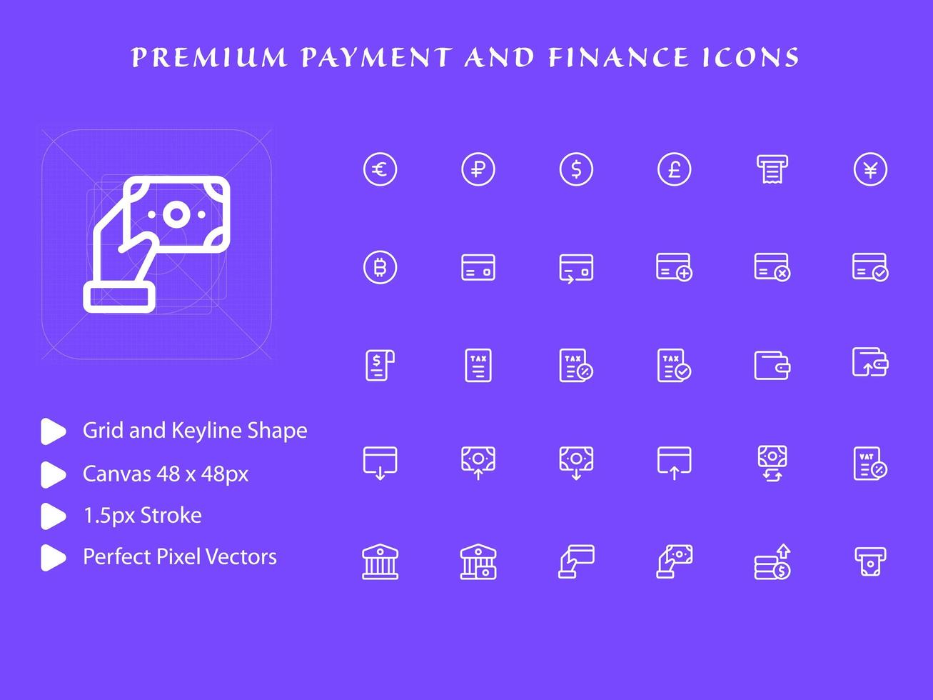 pack d'icônes de paiement et de finance vecteur