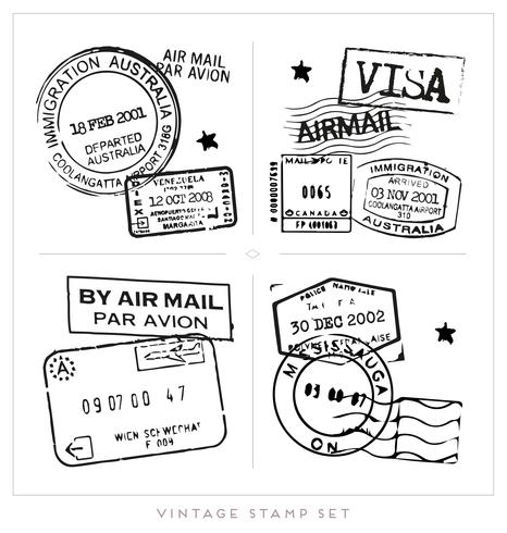 Collection de timbres vintage vecteur