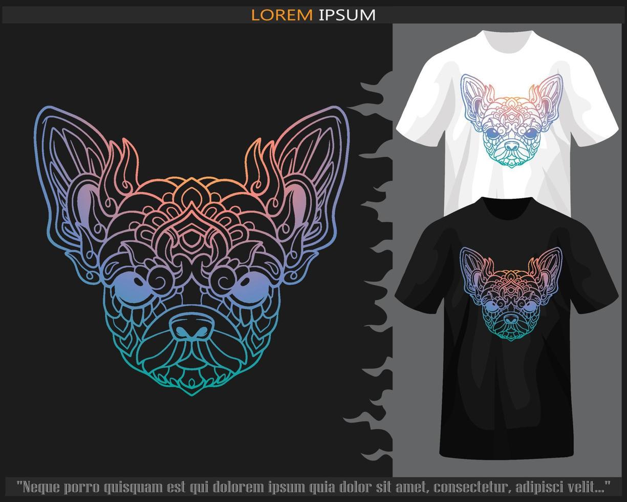 pente coloré chihuahua chien tête mandala les arts isolé sur noir et blanc t chemise. vecteur