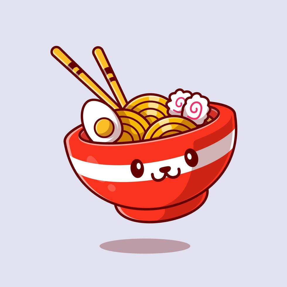 illustration d'icône de vecteur de dessin animé de nouilles ramen mignon. concept d'icône de nourriture isolé vecteur premium. style de dessin animé plat